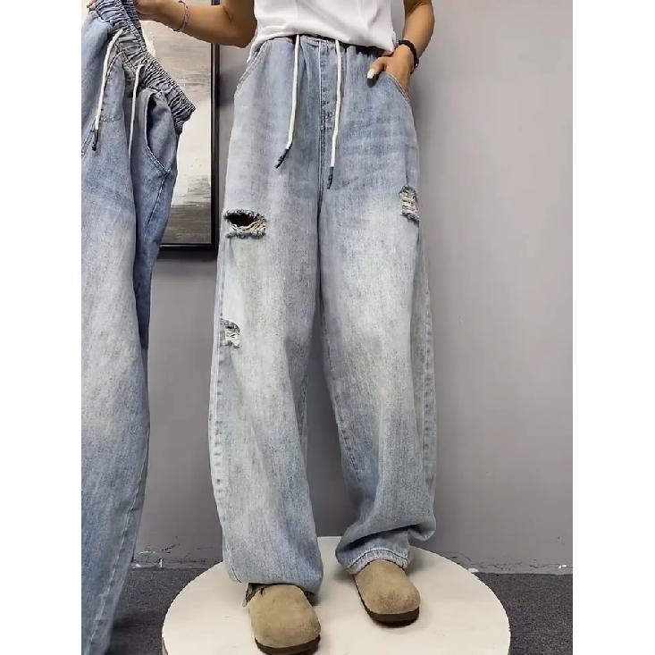 Retro Jeans Pánské podzimní Nový styl Výbušný Street Hooligan Pěkné ležérní kalhoty pro teenagery Volné rovné nohavice široké pánské kalhoty