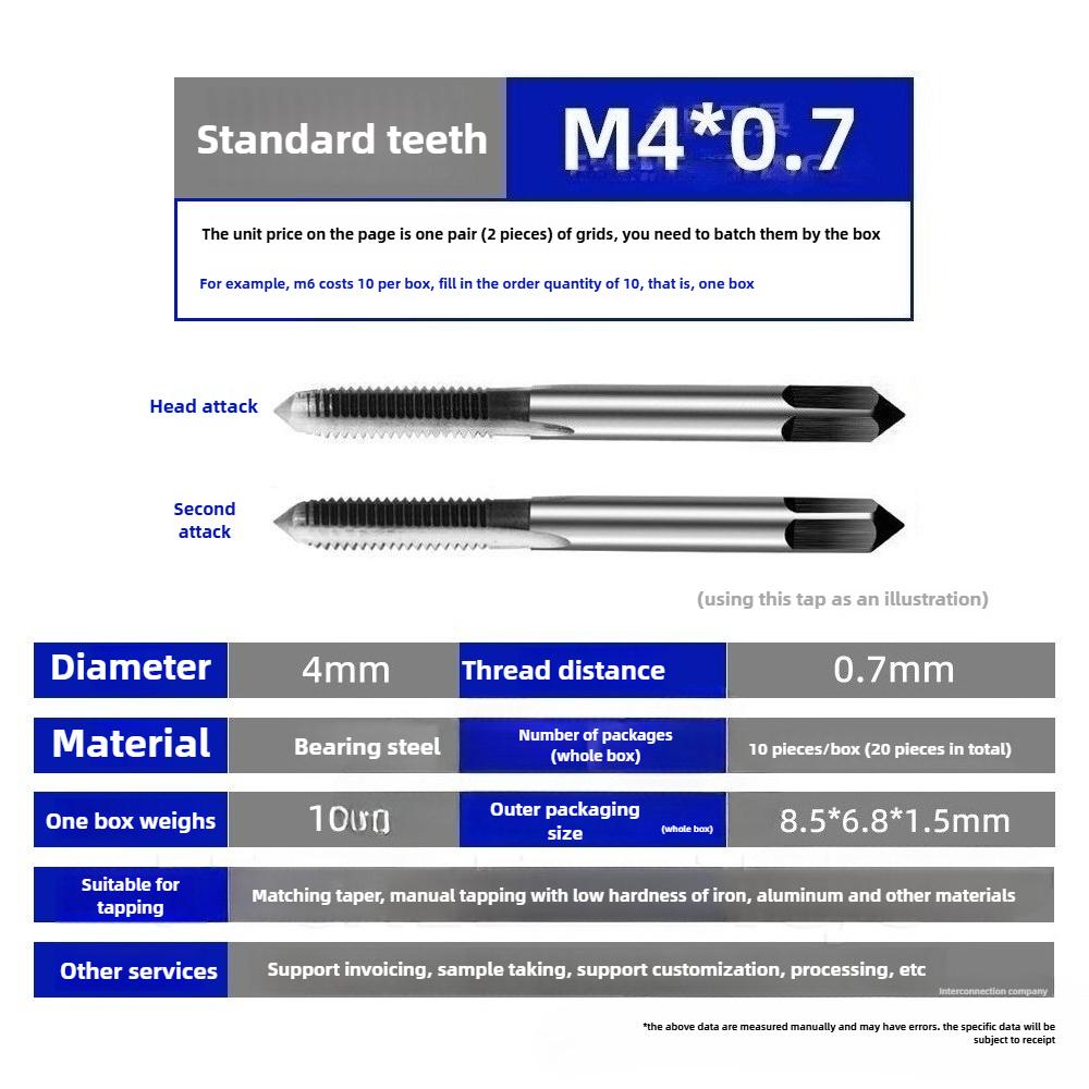 High Speed Steel Thread Tap Set M3-M24 Straight Fluted Hand Taps for DIY Woodworking Machinery