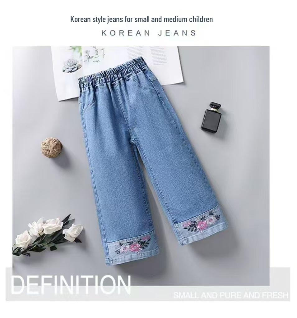 Trendy Girls' Wide-Leg Jeans - Spring & Autumn Fashion for Kids