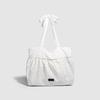 Korean Polka Dot Canvas Bag Women's 2025 New Large-capacity Commuter Shoulder Tote Bag Pleated Girl Heart Cloud Bag