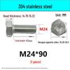 M14-30 304 Stainless Steel Fully Threaded Hex Head Screw Bolt