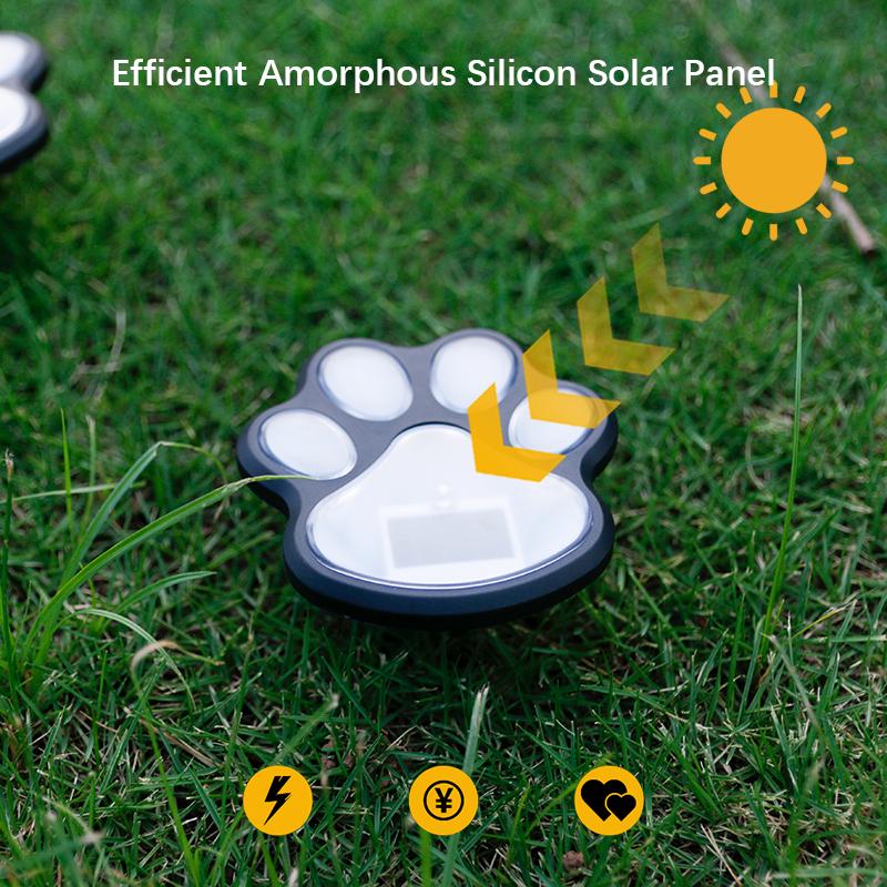 Outdoor LED Solar Light Waterproof Dog Cat Animal Paw Print Light Path Lawn Lamp for Garden Patio Lawn Summer Camping Home Decor