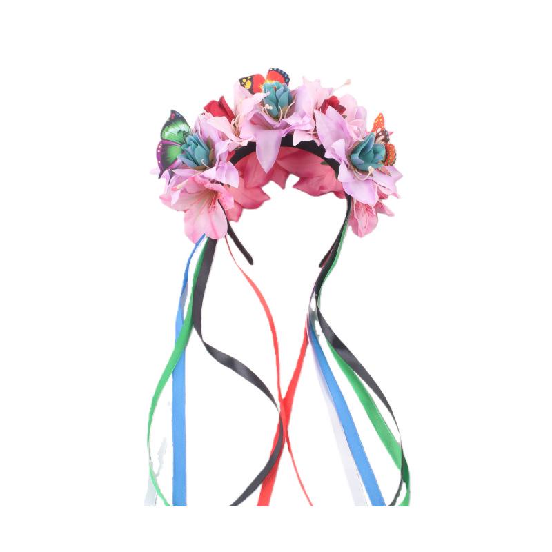 European & American Fashion Carnival Ribbon Hairband: Christmas Butterfly Rainbow Colors