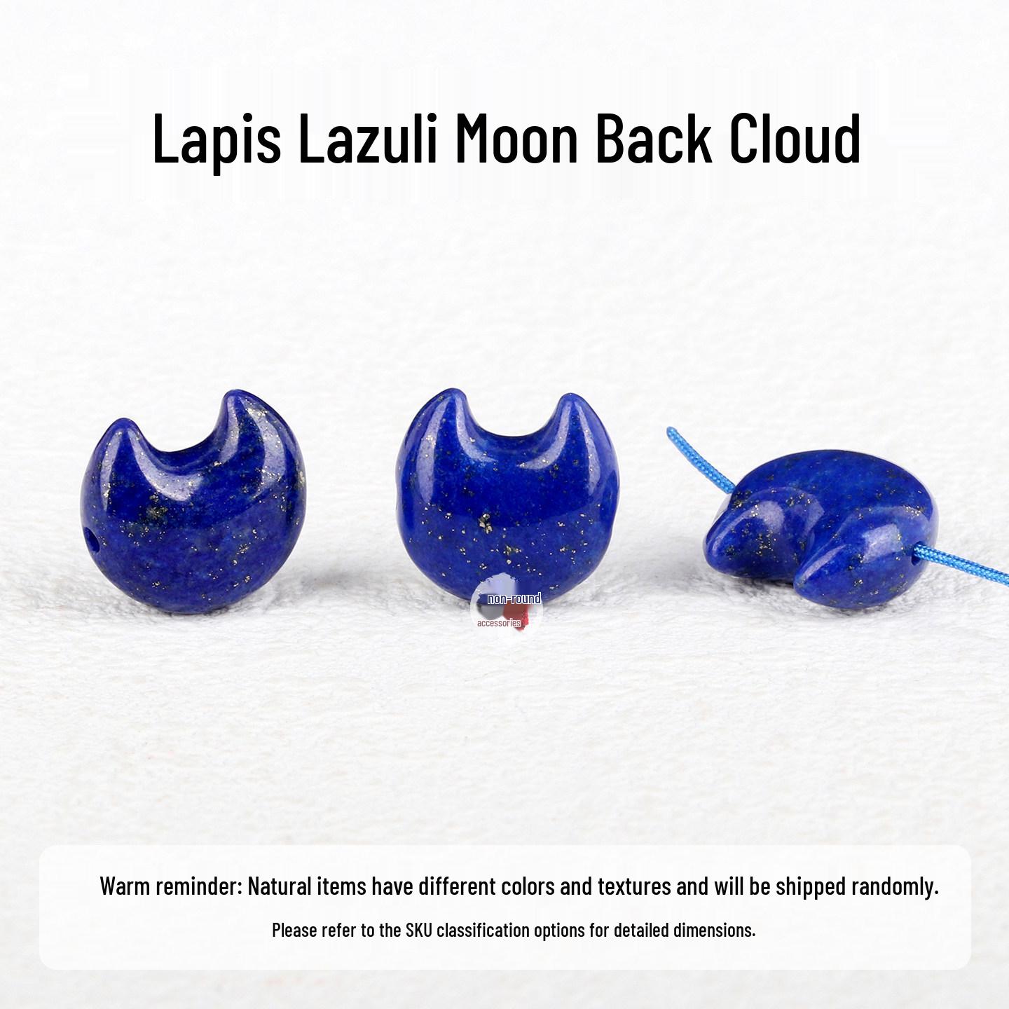 Natural Lapis Lazuli Moon Cloud Carved Beads for DIY Bracelets  Necklaces