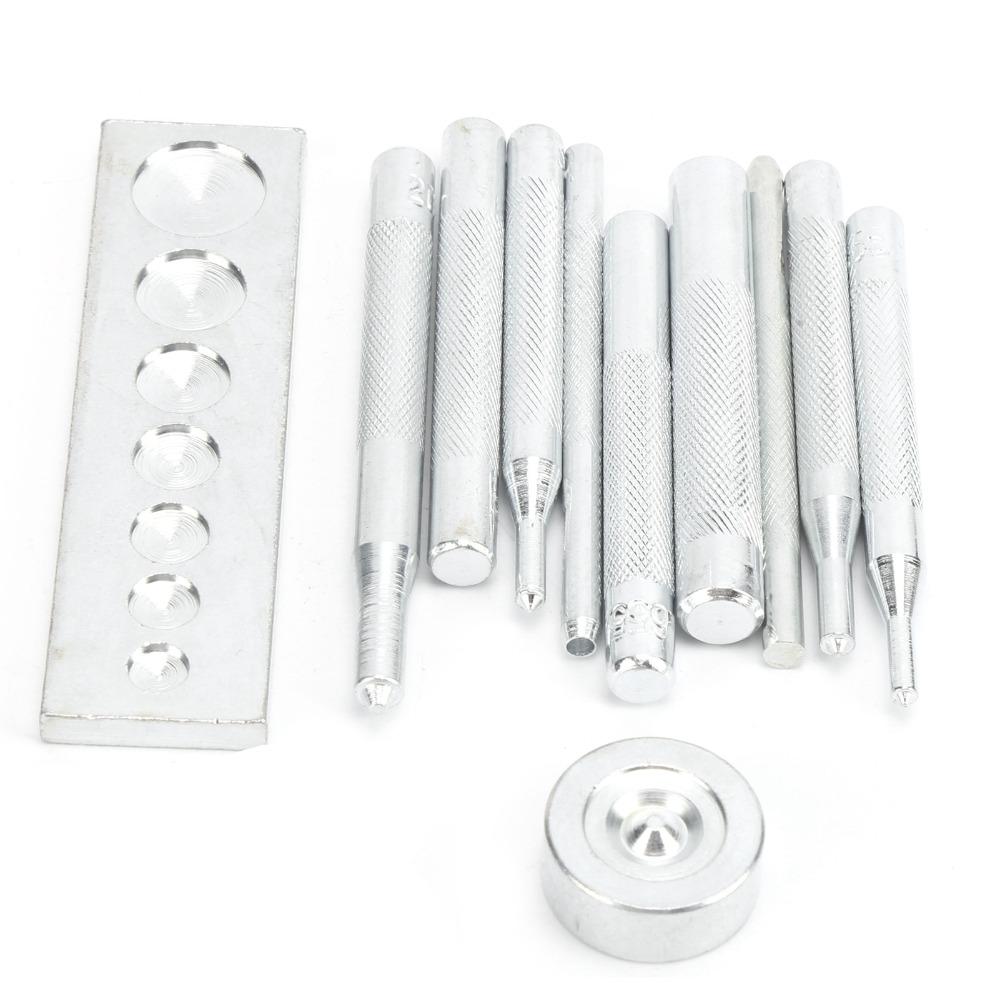 11PCS Stainless Steel Rivet Setter Kit With Base Die Punch Snap Set  For Leather Crafts and Repairs