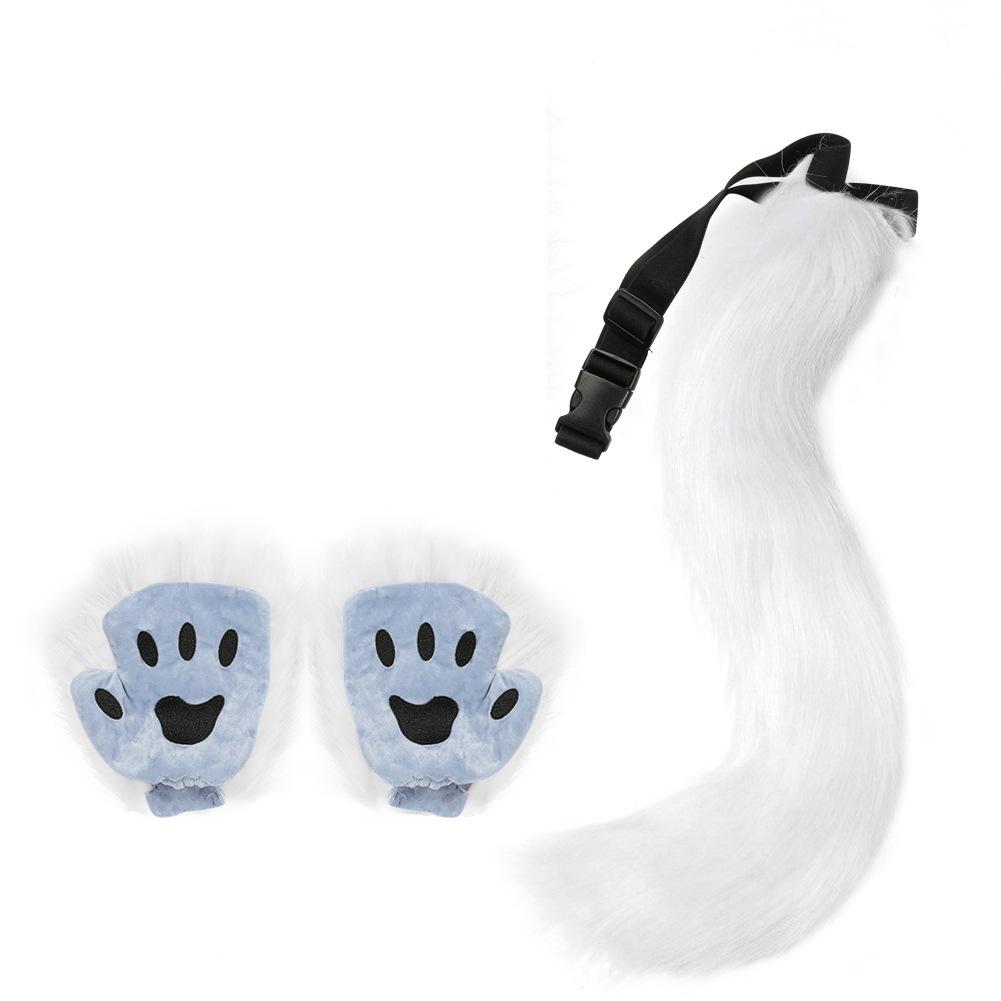 Halloween Fox Costume Set: Mask, Gloves & Plush Tail Cosplay Accessories