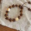 Genuine Coffee Bean Cat Paw Beaded Bracelet - Stylish Elastic Rope Couple Bangle