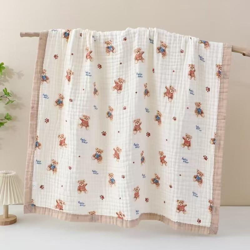 Pure Cotton 6-Layer Gauze Baby Bath Towel & Swaddle Blanket