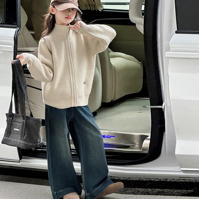 

Вязаный кардиган на молнии для девочек в корейском стиле, осень 2025 170 cm абрикосовый