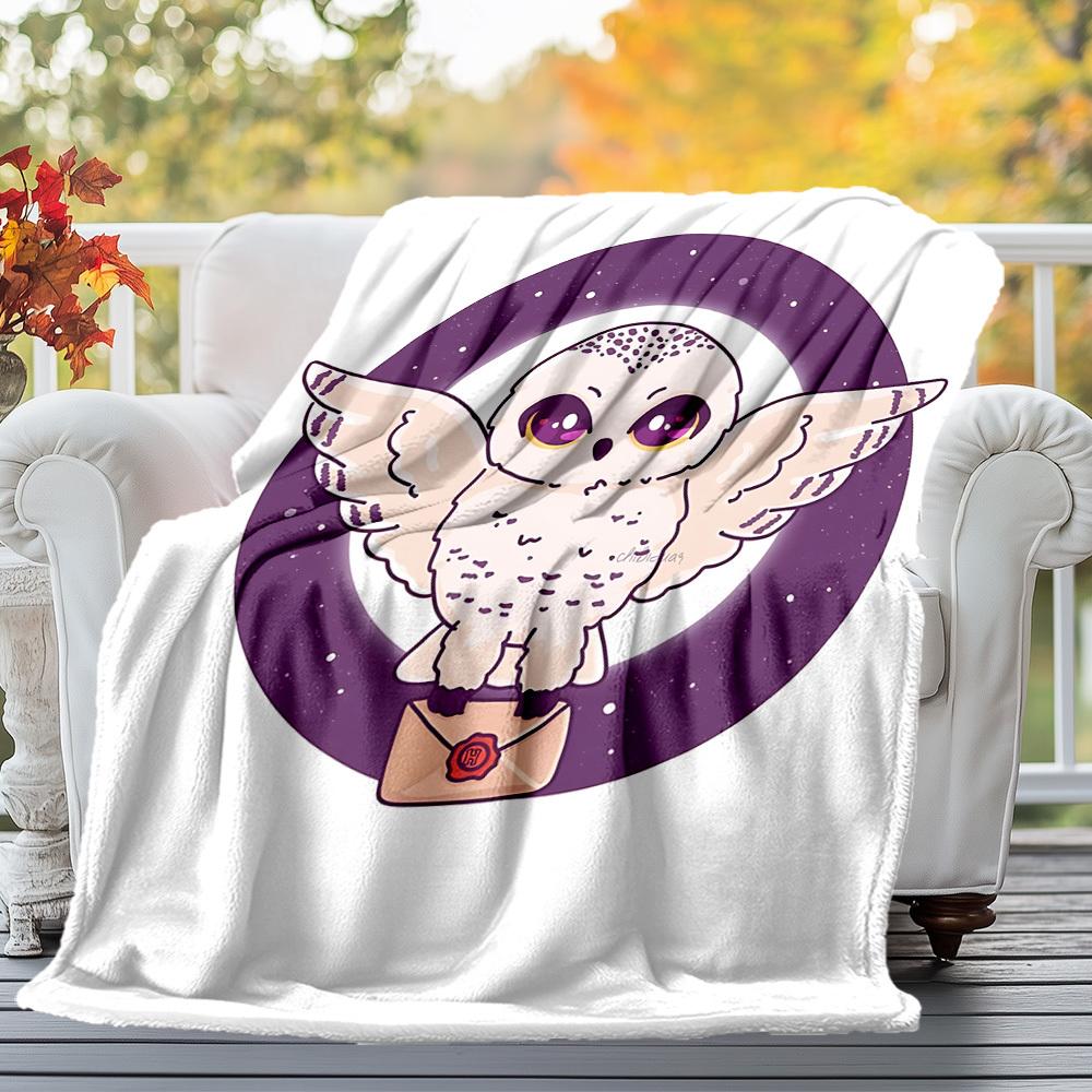 1pc Owl Envelope Night Outdoor Flannel Throw Blanket All Season Soft Warmth,Home Decor 1031185