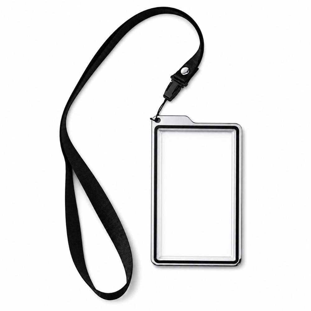 Lanyard Style Card Protective Case Aluminium Frame Magnetic Case  Card Display серебряный