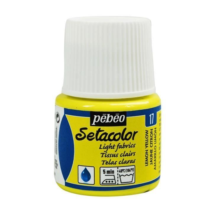 Peinture tissu - PéBéo - Sétacolor - Jaune citron - 45 ml - Mat