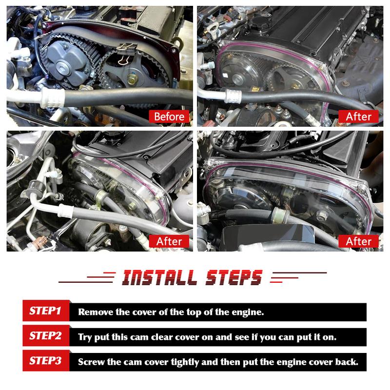 Coperchio Cinghia di Distribuzione Puleggia Ingranaggio Cam Trasparente Per 05-07 Mitsubishi Lancer Evolution 9 EVO IX 4G63t CT9A CT9W Policarbonato