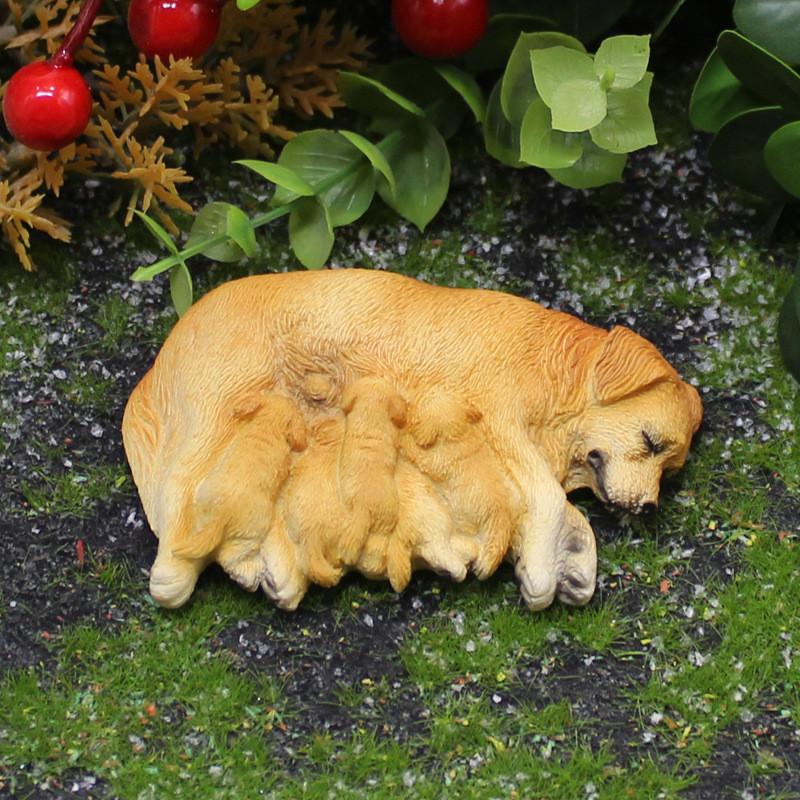 Micro Landscape Resin Labrador Retriever And Puppy Model Garden Decor With Animal Design For Gift Giving