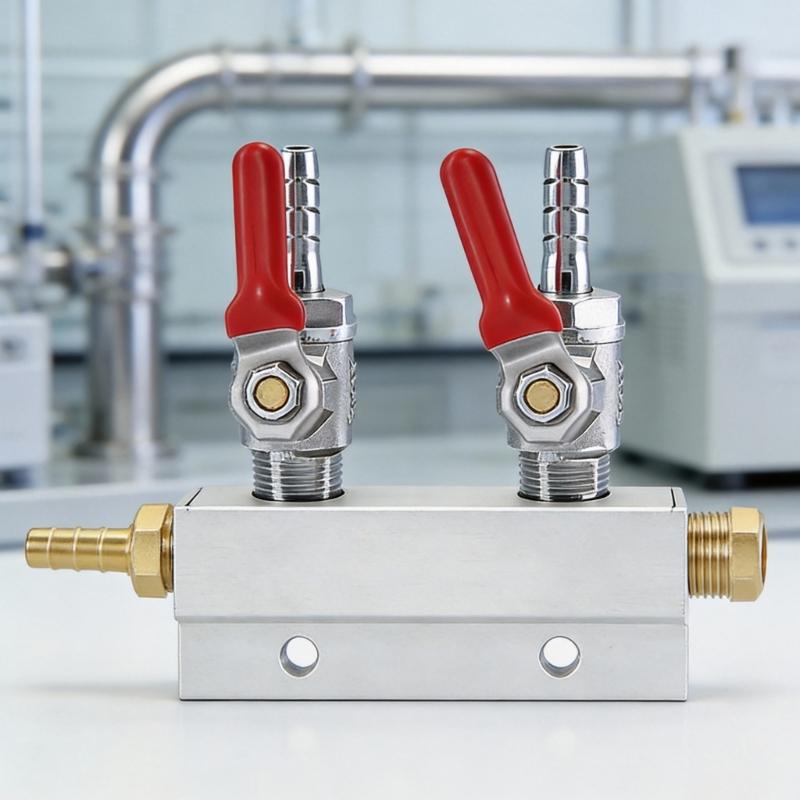 High Quality CO2 Gas Splitter Durable Metal Materials Home Brewing Supplies CO2 Regulator For Beverage Dispensing