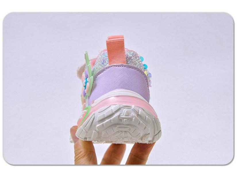 Glowing 2025 Spring/Autumn Light-Up Velcro Sports Shoes for Girls - Cartoon Design and Running Comfort