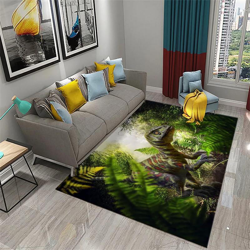 3D Dinosaur Carpet Cute Animal Rug Jurassic Park Floor Mat For Kitchen Bathroom Entrance Hallway Decor Living Room Tea Table Mat