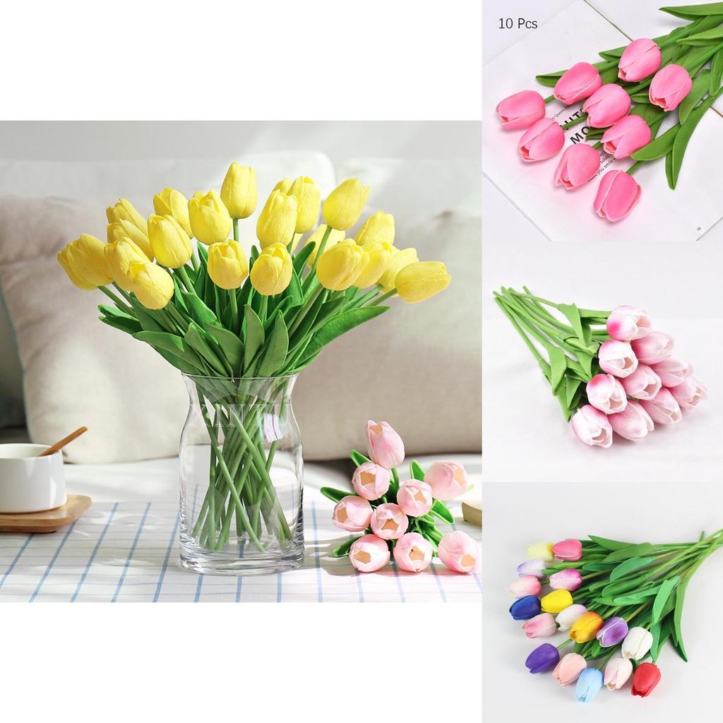 Exquisite No Color Fading Artificial Tulip Flowers For Cafe And Bookstore Decorations