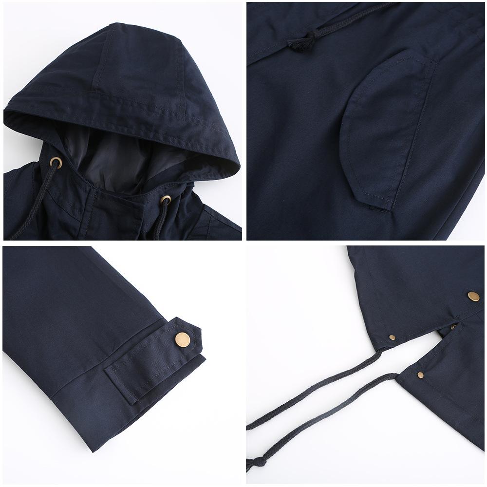 Baumwolle Mit Kapuze Windjacke frauen Frühling Herbst Lose Einfarbig Langarm Kordelzug Chic Jacke S-3XL