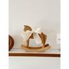 Wooden Horse Creative Hand Carved Wooden Horse with Ribbon Vintage Rustic Series Retro Vibe Style Rocking Horse Desktop Decor Ornament