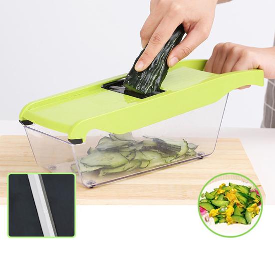 Multi-Function Vegetable Chopper with Hand Guard Manual Julienne & Slicer for Carrots Potatoes Cucumbers Essential Kitchen Tool for Home Cooking
