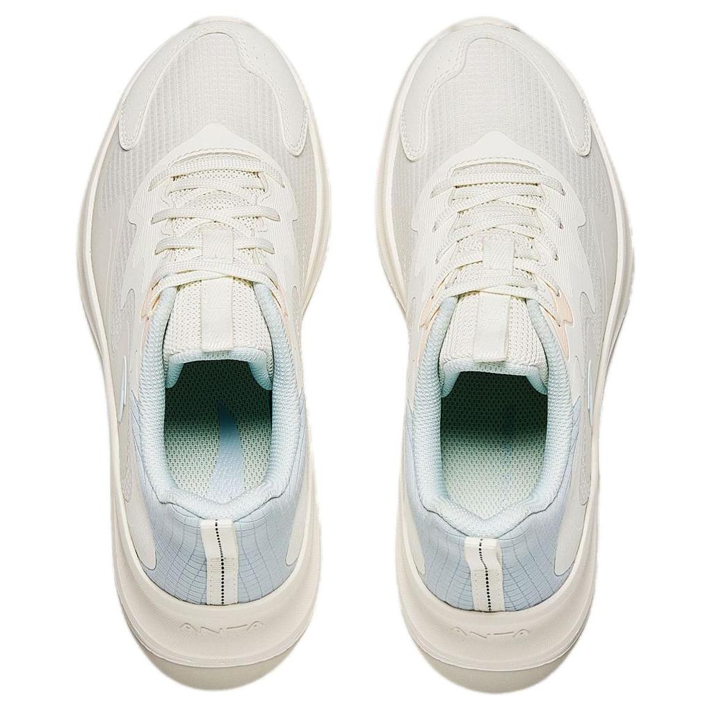 Anta Simple Versatile Shock Absorbing Wear Resistant Low Top Casual Running Shoes Women sneaker White Blue Pink 922535574-2