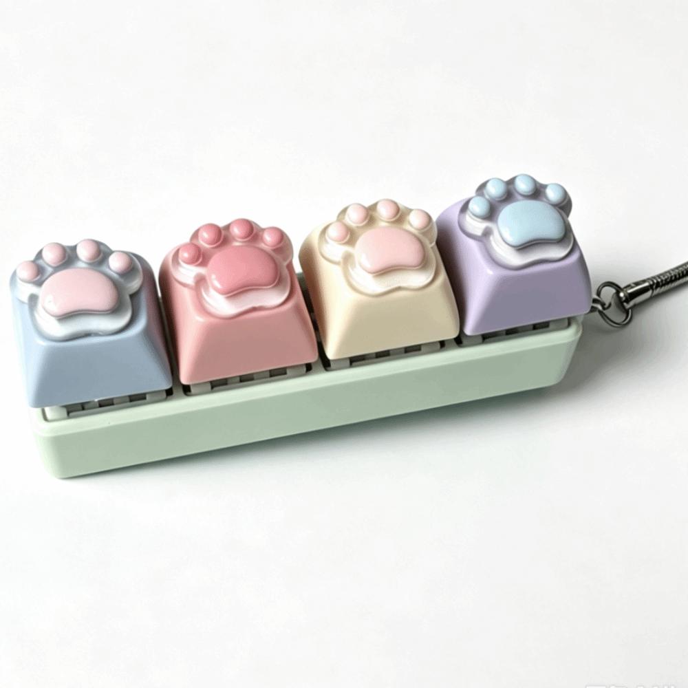 Colorful Design Cat Claws Keychain Silicone Soft Keycap Keychain Squishy Cat Paw Keychain Keyring
