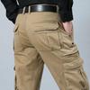 Calças casuais masculinas para primavera e outono, conjunto de caminhada, calças cargo masculinas, roupas de trabalho, calças casuais soltas com vários bolsos, tamanho grande