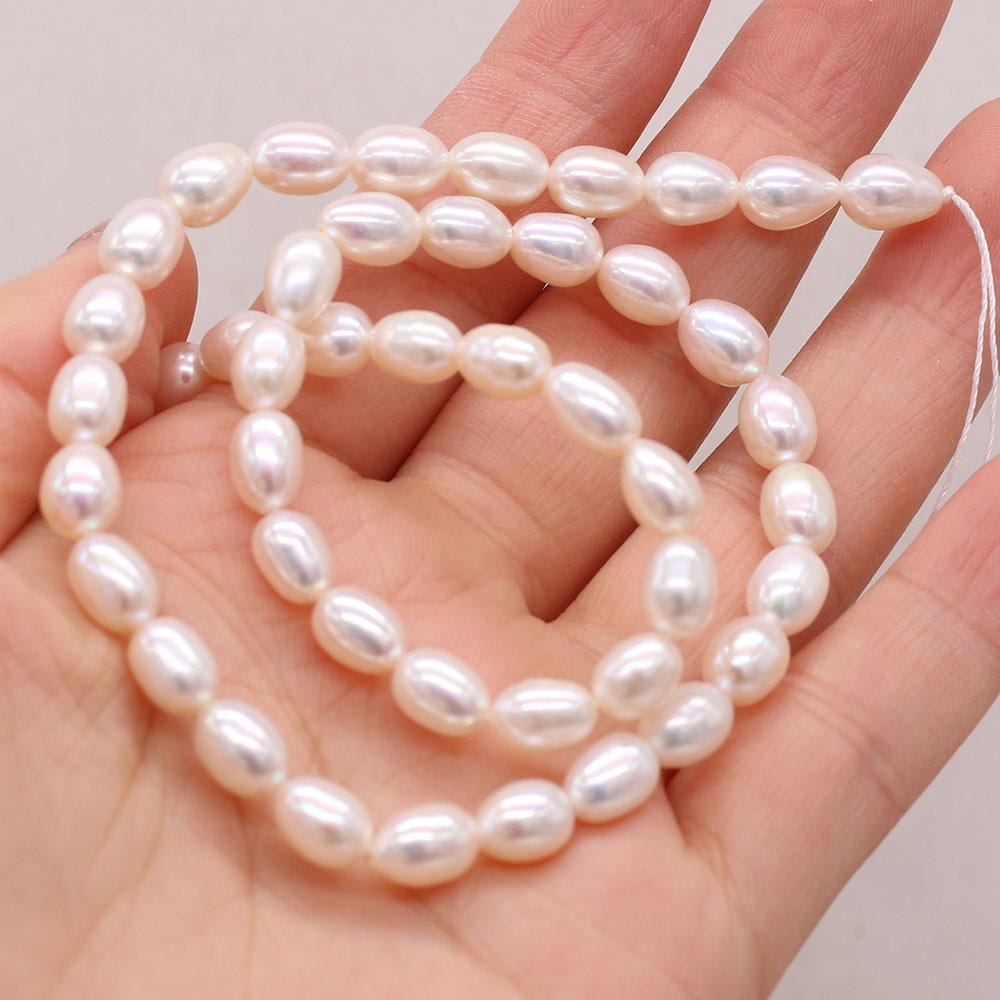 

1String, Boho Natural Freshwater Pearls, Rice-shaped Pearl Beads, 6-7 mm, for DIY Necklace Bracelet, Jewelry Making, Birthday Party Crafts, 36cm 1String/6-7mm-36cm белый