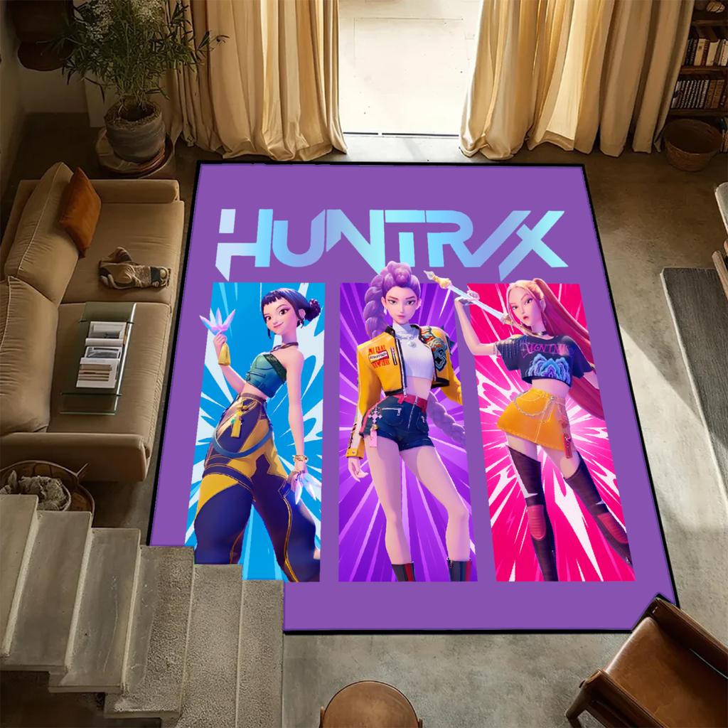 D-Demon H-Hunters Carpet K-POP Flannel Rug Bedroom Decor Kid Nonslip Carpet Floor Mat Surface Comfortable Carpet Birthday Gift