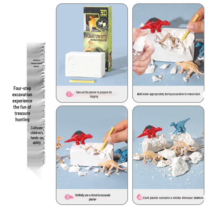 Kit de Săpături Fosile de Dinozaur: Jucărie creativă DIY de săpat arheologic pentru copii