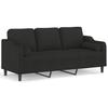 Vidaxl 3-Seater Sofa With Cushions, Black, 180 Cm, Fabric