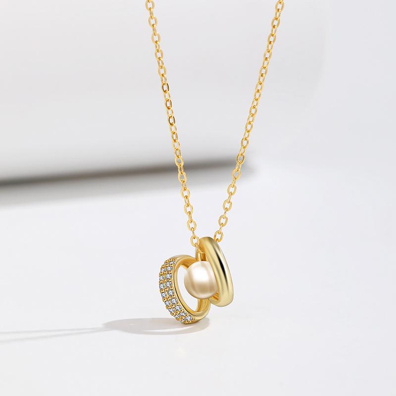 

925 Sterling Silver Zircon & Freshwater Pearl Necklace - Women s Luxury Versatile Clavicle Pendant 925 Sterling Silver