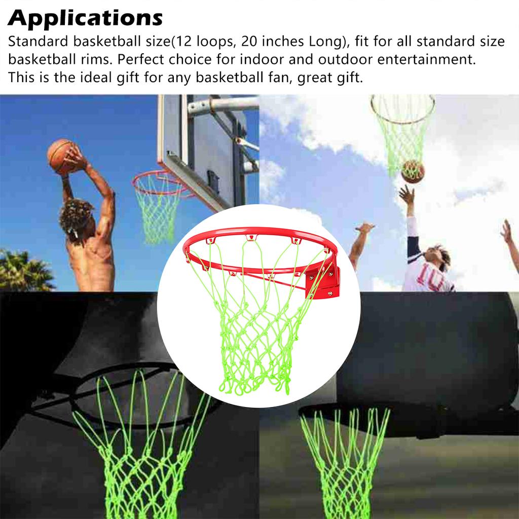 20 Inch Glow In The Dark Basketball Net Nylon Outdoor Luminous Basketball Net Basketball Net Replacements Fits Standard Hoop Net