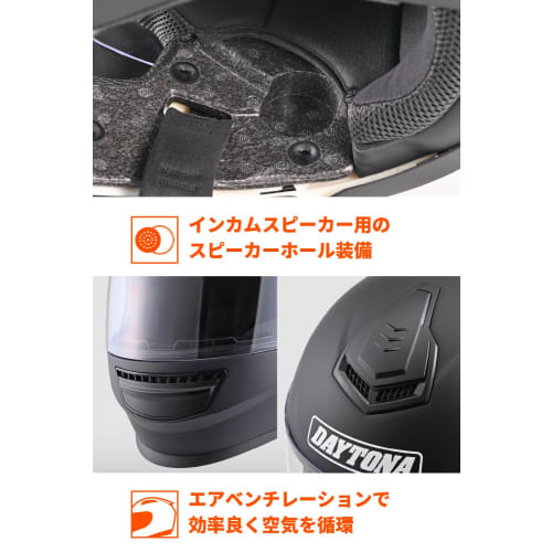 Daytona Motorcycle Helmet Full Face SG Standard ABS+PC Pinlock Seat Included Speaker Hole Equipped DN-003NM Matte Black S Size (55-56cm) 46493