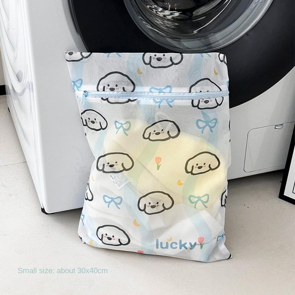 Durable Cute Cartoon Puppy Laundry Bag Anti-deformation Anti-Winding Mesh Bag Storage Bag Breathable Machine Wash Bag