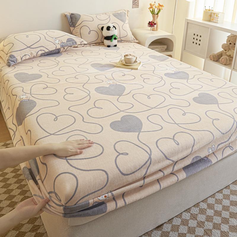 New A-class Milk Fleece Bed Sheet Thickened Warm Mink Fleece Mattress Cover Fully Wrapped