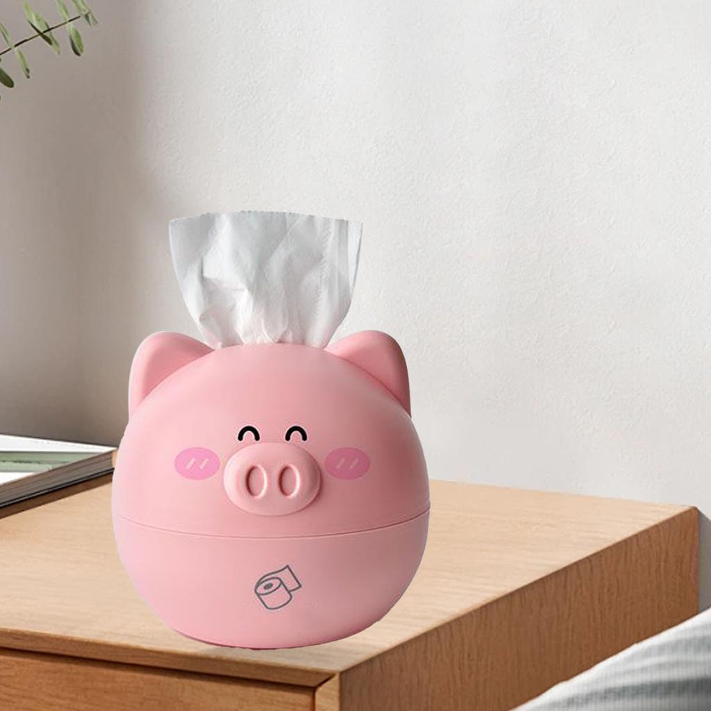 Cute Tissue Box Cover Decorative Animal Plastic Round Facial Tissue Holder for Bathroom Tabletop