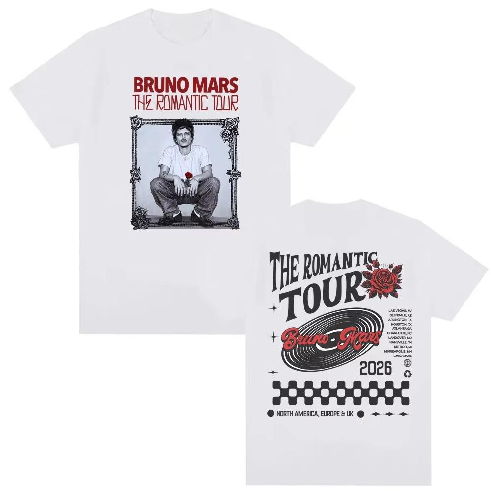 Bruno Mars The Romantic Tour 2026 Spring summer new Print T Shirt Men Women Hip Hop Punk Pop Music Tshirt High Quality Cozy Top