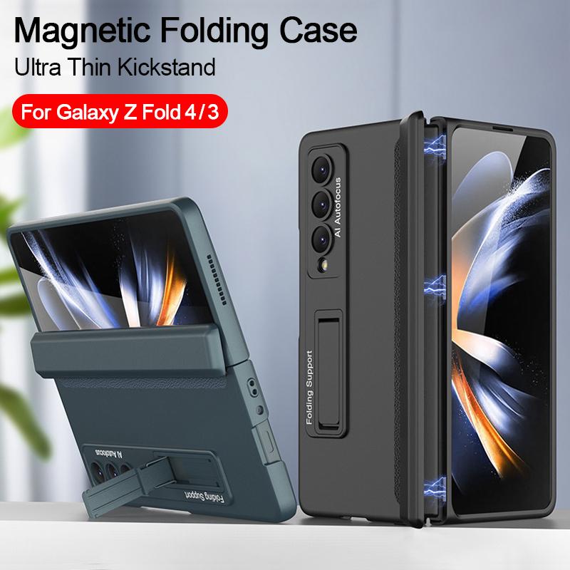 Magnet Hinge Stand Case For Samsung Galaxy Z Fold 4 3 5g Fold4 Fold3 Case Magnetic Adsorption Holder Matte Hard Pc Phone Cover