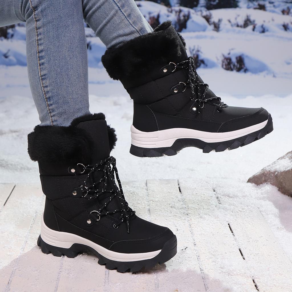 TUINANLE Women's Winter Boots Plus Velvet Warm High-top Hiking Shoes for Women Non-slip Outdoor Ladies Snow Boots