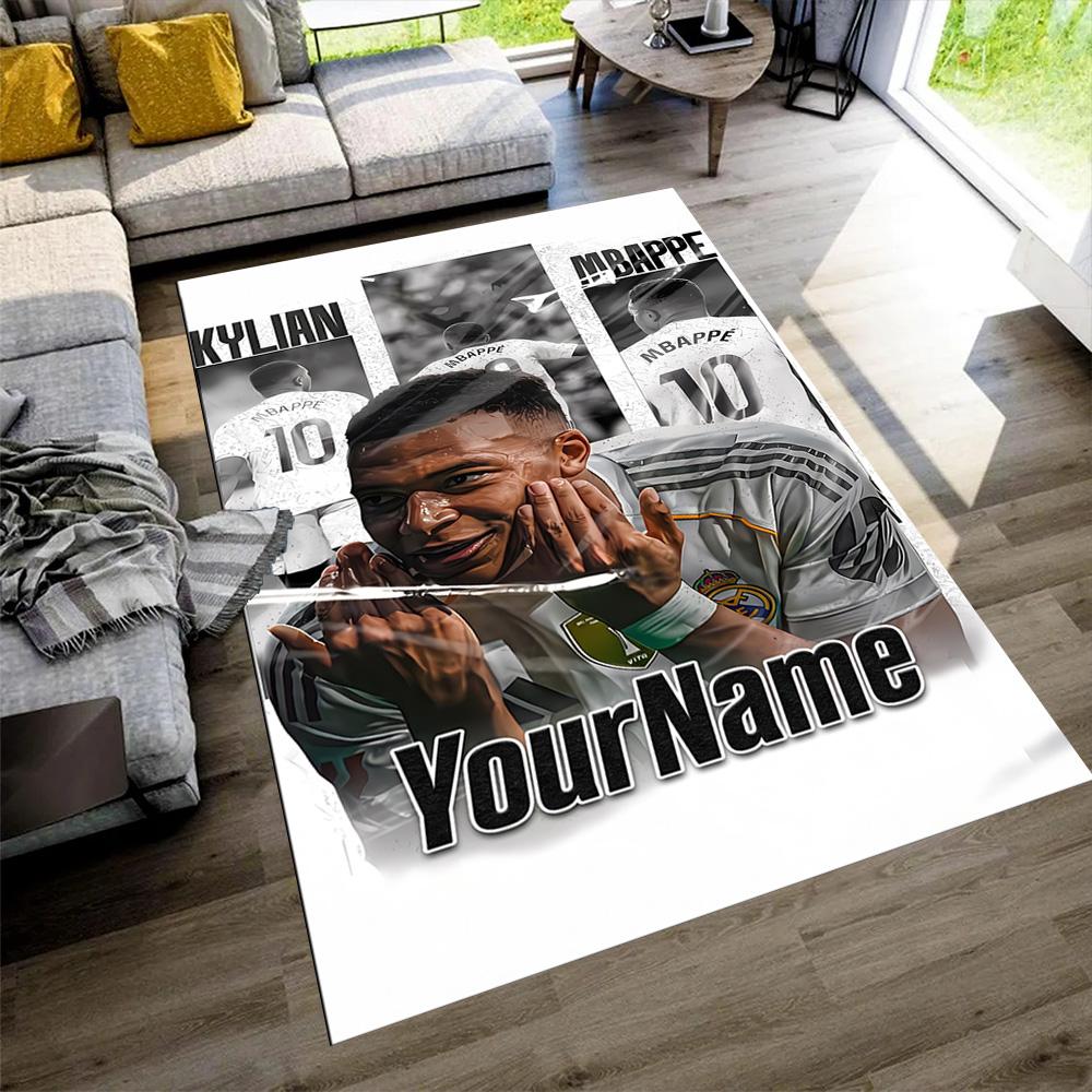 Mbappe Personalized Name Carpet Design for Decorate Room Outdoor Hallway Balcony Anti-slip Rug Anime Office Decor