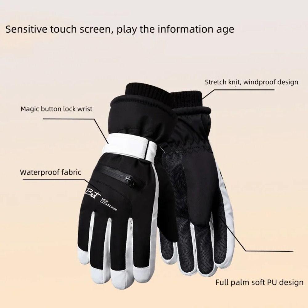 Card Holder Winter Ski Gloves with Storage Bag Thicken Gloves Outdooor