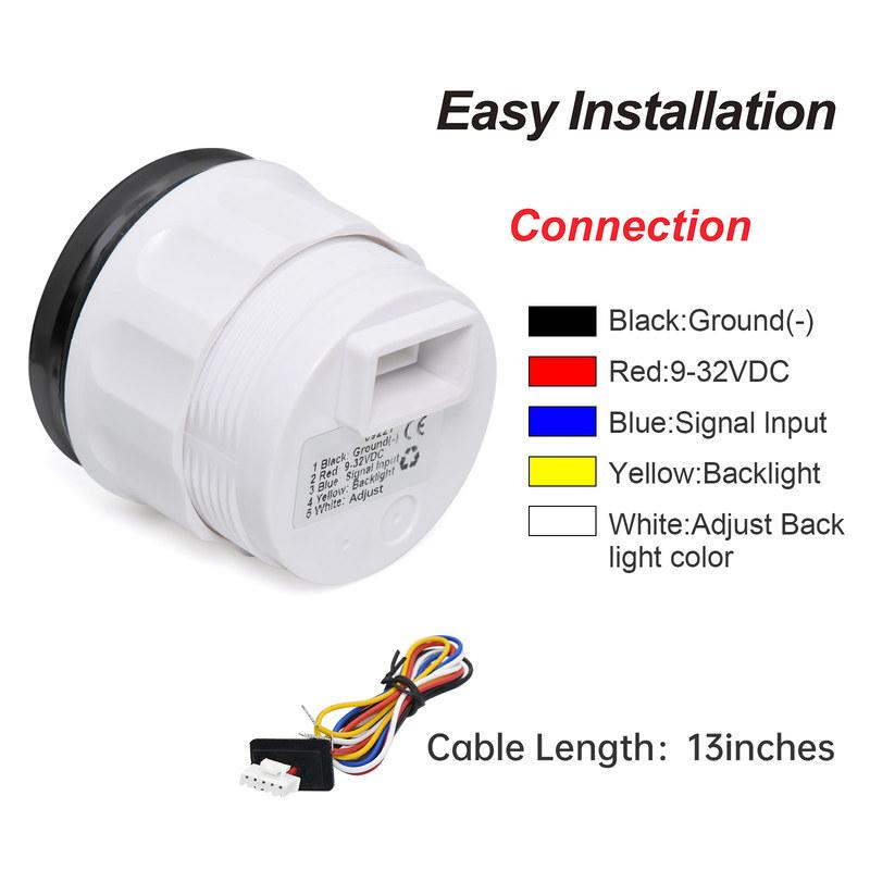 Auto Car 52MM Water Temperature Gauge with Warning Sensor 12MM,14MM,16MM 40-120℃ Water Temp Meter Indicator 7 Color Backlight