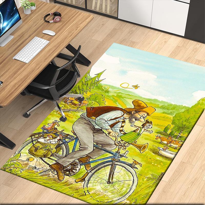 Pettson and Findus Printed Carpet, for Office Chair Living Room Bedroom Kitchen Room Decor Gifts.