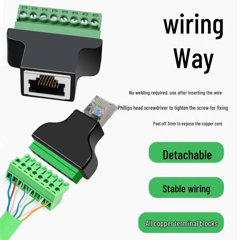RJ45 to 8-Pin Terminal Network Cable Adapter