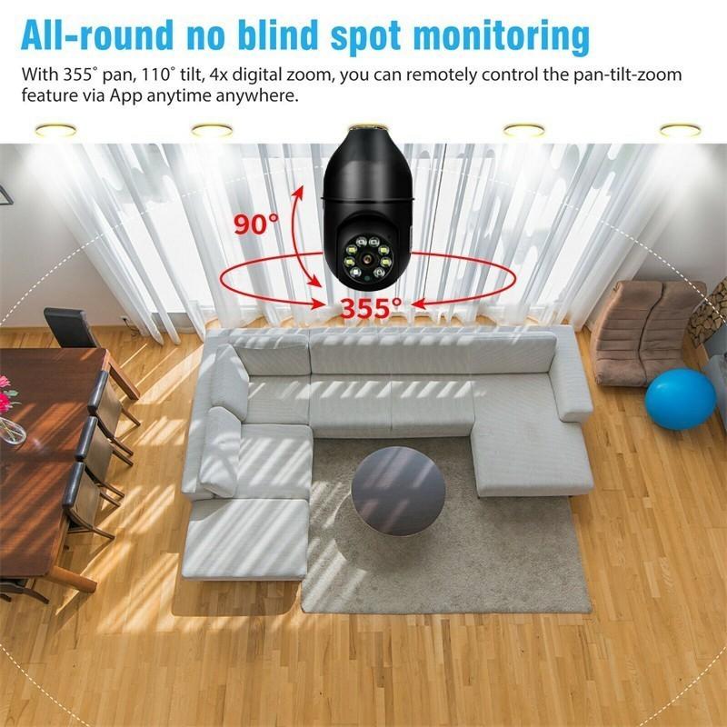 E27 Bulb Surveillance Home Panorama Camera CCT Security IP Camera Wireless Netcam Support Two-Way Audio