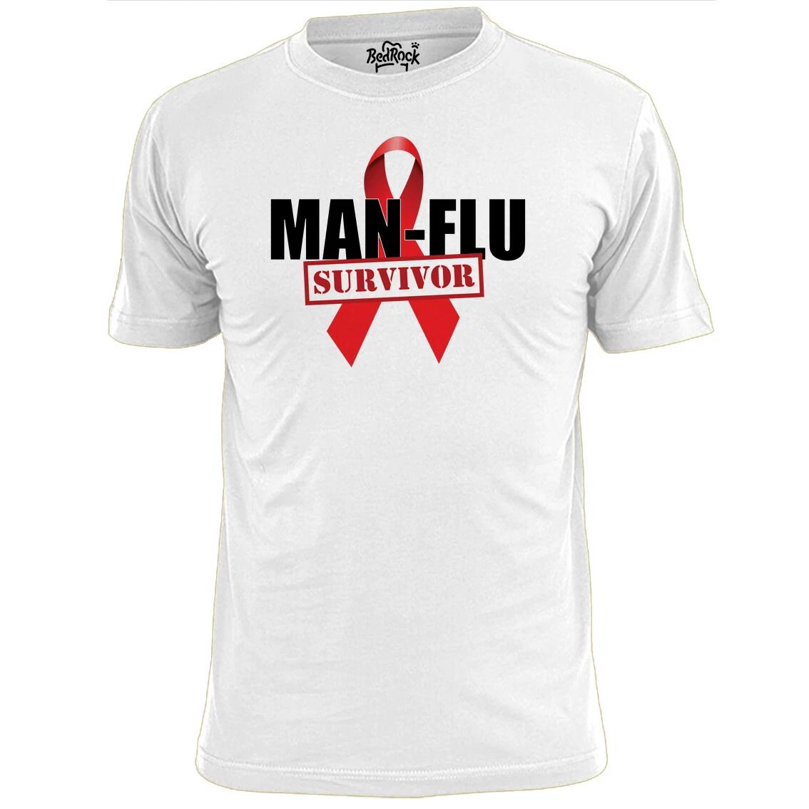 Mens Man Flu Survivor Funny T shirt XL