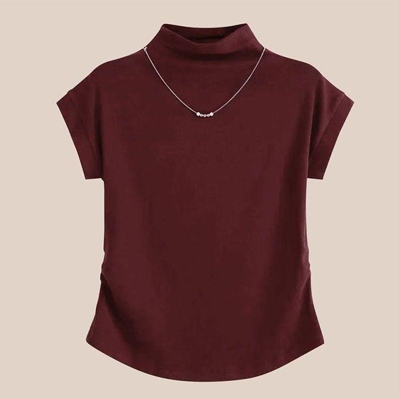 Plus Size Slimming Short-Sleeve Thermal Fleece T-Shirt for Women