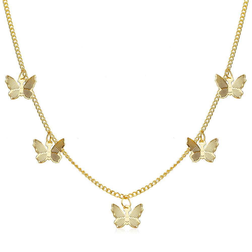 C046 Trendy Versatile Personality Tassel Geometric Collarbone Chain Butterfly Simple Elegant Single Layer Necklace